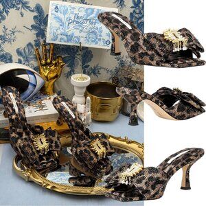 🆕 GIANNI BINI 🧿NWOB PeekaTwo Leopard Print Crystal Keyhole Ornament Sandal Sz7